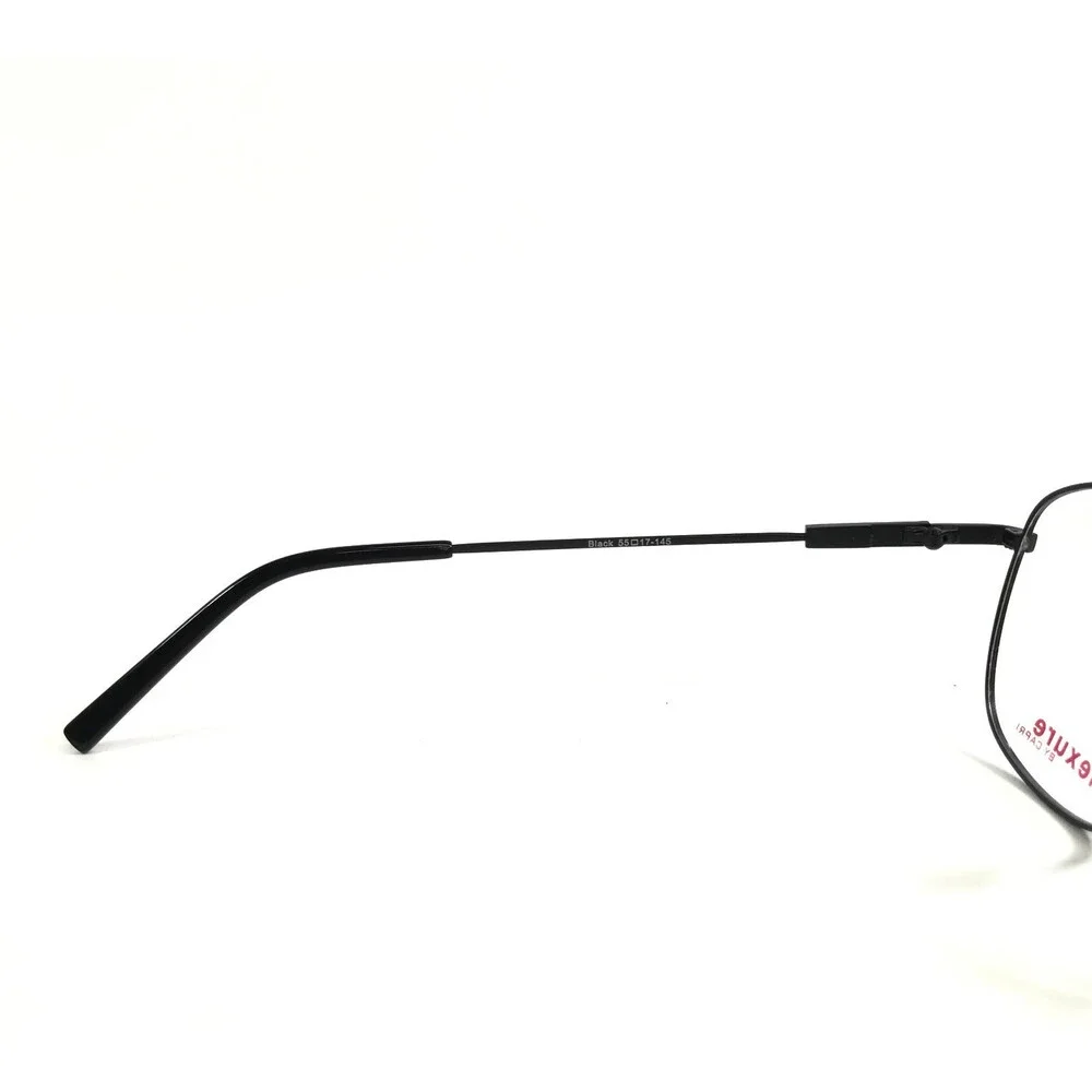 Flexure by Capri Eyeglasses Frames FX10 Black Aviator Wire Rim 55-17-145